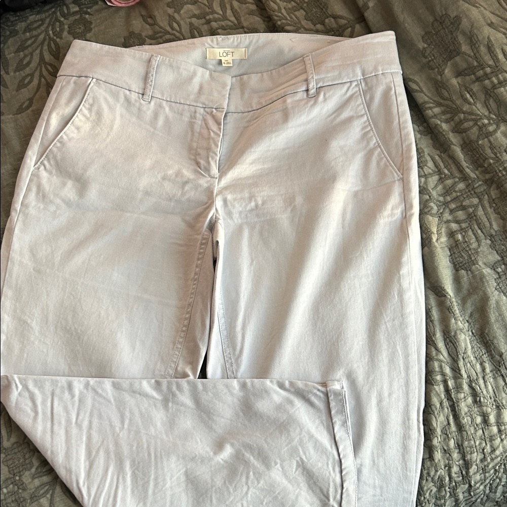 LOFT Marisa Women's Soft Gray/Pale Blue Ankle Pants
